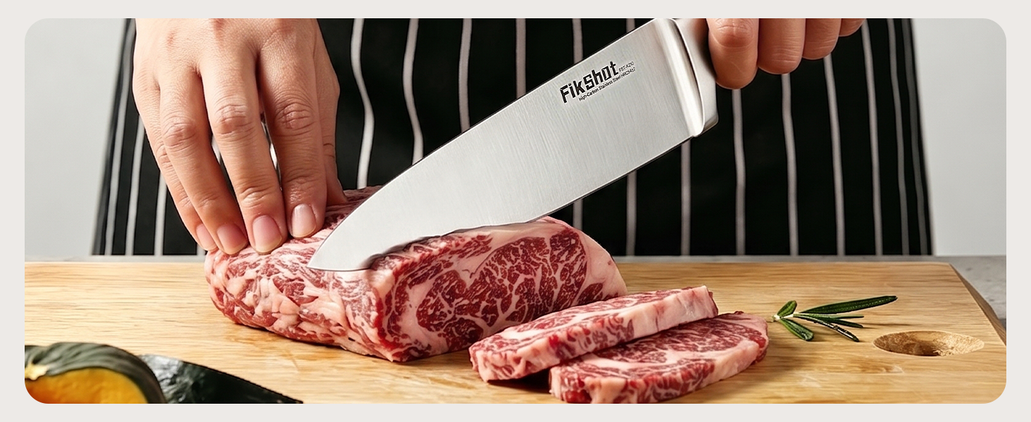 14° ultra-sharp cutting edge slices through meat effortlessly