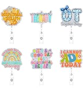 Occupational Therapy Badge Reels Retractable - Cosmisun 6 Pcs OT Floral Badge Holder with Alligat...