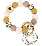 WEESMILE Silicone Key Ring Bracelet, Cute Keychain Wristlet with 2 Key Rings, Elastic Car Key Hol...