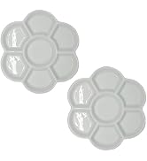 2Pcs White Round Watercolor Paint Palette Tray Water Color Palletes Washable Paint Ceramic Paint ...