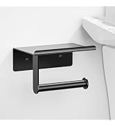 ASTOFLI Upgrade Toilet Paper Holder with Shelf, Rustproof Matte Black Toilet Paper Holder Wall Mo...