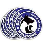 iSYFIX Pets Welcome Friendly Establishment Signs Stickers – 6 Pack 5x5 Inch – Premium Self-Adhesi...