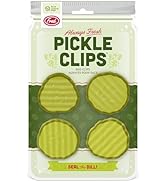 Genuine Fred PICKLE CLIPS Bag Clips, Set of 4 Chip Clips, Gift-Ready Pickle Jar Packaging, Double...
