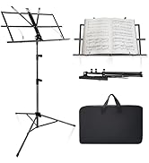 Shongbluu Music Stand for Sheet, 2 in 1 Portable Folding Sheet Music Stand, Lightweight Adjustabl...