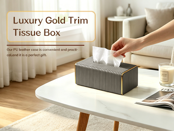 White leather tissue box holder for luxury home decor
