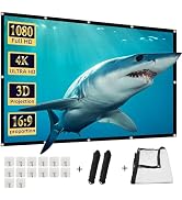 130 inch Projector Screen, Projection Screen Foldable Washable Anti-Crease Portable Projector 4K ...