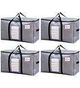 TAILI Extra Large Moving Bags, 4 Pack Silver Heavy Duty Totes For Storage with Visible Window, Wr...