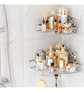 TAILI Powerful Suction Cup Corner Shower Caddy 2 Pack, Stainless Steel Rustproof Shower Shelf wit...