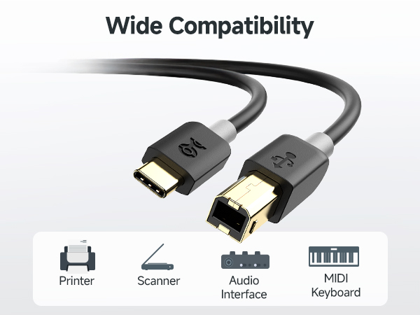 USB B to USB C Cable - 3.3ft, USB-C to USB-B Cable, MIDI to USBC Cord