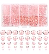 TOAOB 1000pcs Glass Faceted Beads Clear Pink Color Sparkling Briolette and Rondelle Spacer Beads ...