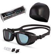 Hurdilen Swim Goggles, Goggles Adult with Swimming Cap, Nose Clip & Ear Plugs, UV Protection Anti...