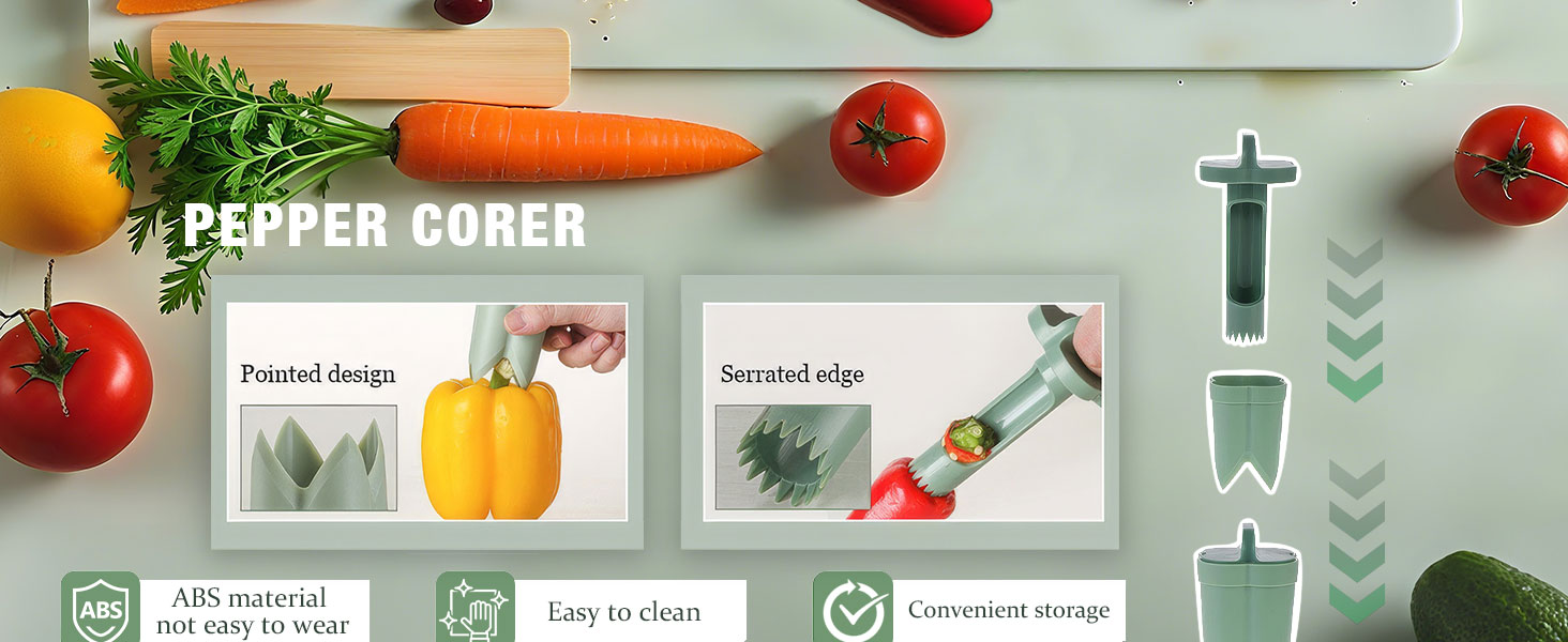 2 in 1 Red Bell Pepper Seed Corer Remover Tool