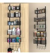 VyGrow Over The Door Organizer, Metal Door Organizer Hanging with 5 Adjustable Baskets and Coat H...