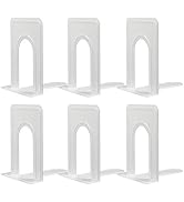 HappyHapi Book Ends Metal Bookends for Shelves, Non-Skid Book End to Hold Books Heavy, 3 Pair Boo...