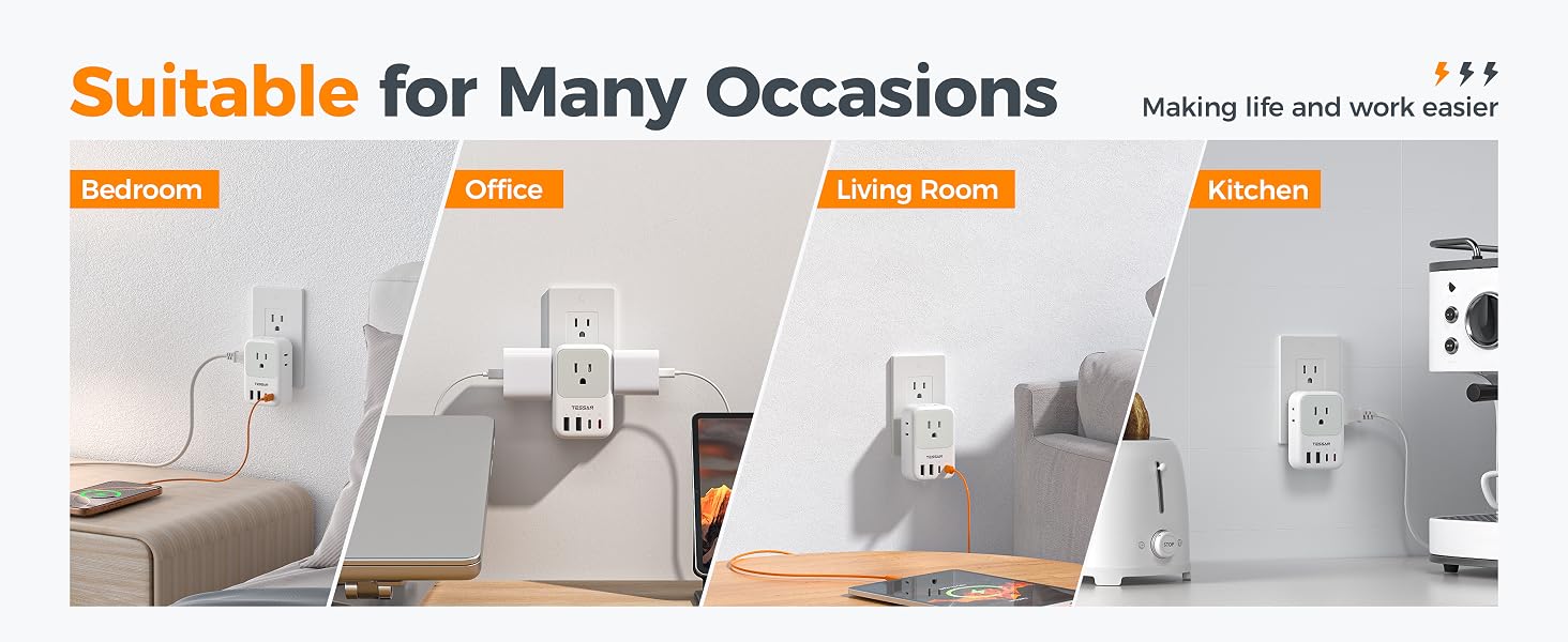 USB plug adapter for wall outlet