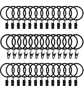100pcs Curtain Rings with Clips Hooks 1 inch Rustproof Matte Metal Stainless Steel Drapery Rings ...