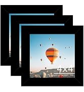 4x4 Picture Frame Set of 3 Black for Wall Hanging or Tabletop, Wall Mounting Horizontally or Vert...