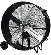 K Tool International 77742 42” Belt Drive Drum Fan with 8” Wheels, High-velocity, 2-Speed, Cut-of...