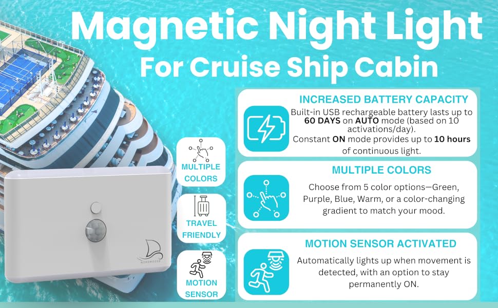 magnetic night light for cruise ship; magnetic night light