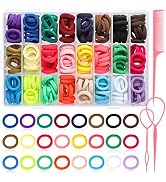 240 Pcs Baby Hair Ties, 24 Colors Toddler Hair Ties with 3 Hair Loop Styling Tools Hair Accessori...
