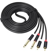 Menewstart Dual 1/4 TS to Dual RCA Stereo Audio Interconnect Cable 16FT, Gold Plated Copper Shell...