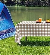 misaya 8 Packs Buffalo Disposable Table Cloth, 54 x 108 Inch Waterproof Plastic Tablecloth, Recta...