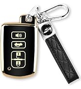 MILD EAST for Toyota Key Fob Cover with Keychain, 4 Button Car Key Case Shell for Tacoma Highland...