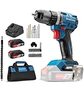 Dong Cheng 20V Brushless Heavy-duty Impact Drill, 531in-lbs, with 2 x 2.0Ah Battery, 1/2" Keyless...