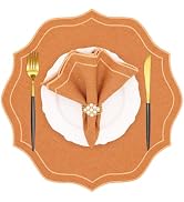 yuuzue Faux Linen Round Placemats Set of 4, Washable Wrinkle-Resistant Non-Slip Table Placemats, ...