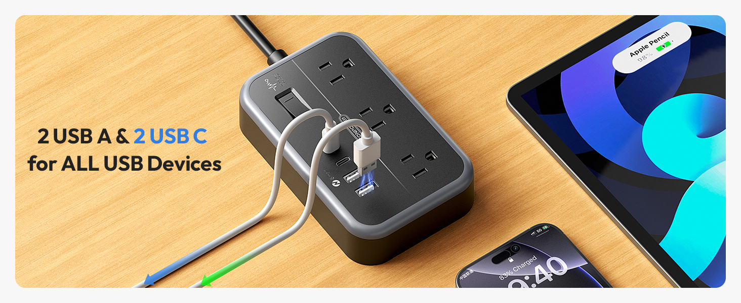 extension cord with USB ports