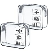 WANDF TSA Approved Toiletry Bag, 2 Packs Travel Clear Toiletry Bag, Quart Size Makeup Cosmetic Po...