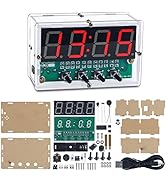 MiOYOOW 4-Digit Rechargeable DIY Digital Clock Kit, SMD SMT Electronics Clock Soldering Practice ...