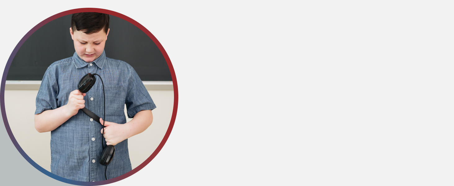 The ACM-6004 being twisted by a child, testing the durability of the headband