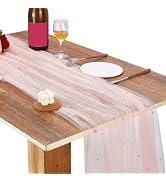 HOBBIESAY 1 Pack Pearl Table Runner 18FT Pink Boho Tulle Table Runners 216 Inches Long Rustic She...