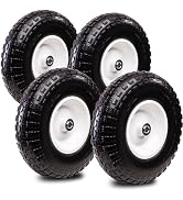Taifa 4 PCS 13 Inch Solid Flat Free Replacement Tires and Wheels 4.00-6 with 5/8'' Bearing and 2....