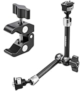 Neewer 11" Articulating Magic Arm Clamp Mount with Super Clamp, Camera Monitor Mount with 1/4" 3/...