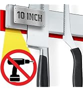 Strong Adhesive (No Drill) Magnetic Knife Holder for Wall - Professional 10 Inch Knife Strip - No...