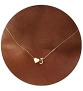 Turandoss Gold/Silver Heart Initial Necklace for Women Teen Girls - 18K Gold Plated Letter A-Z Pe...