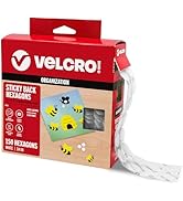 VELCRO Brand Sticky Back Hexagons, 150pk Dots with Adhesive Nature Inspired Shape, White 3/4 in, ...