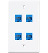 Iwillink (1-Pack) 4-Port Ethernet Outlet Wall Plate, Keystone Wall Jack with RJ45 Keystone Inline...
