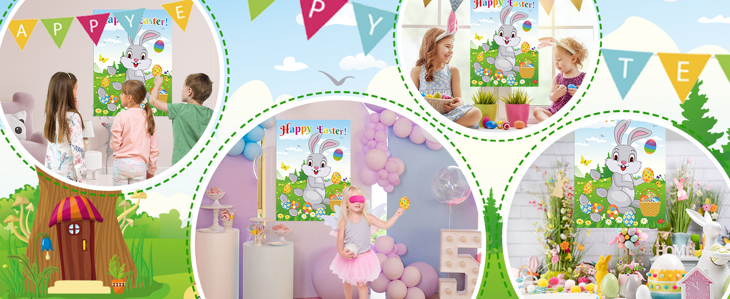 The easter rabbit poster background and stickers are made of quality paper
