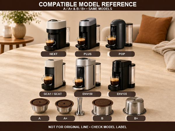 Compatible Models for Reusable Coffee Capsules-A/A+/B/B+ Series