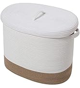 22”x14”x18” Rectangular Extra Large Storage Basket with Lid, Cotton Rope Storage Baskets, Laundry...