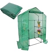 Walk-in Greenhouse Replacement Cover with Roll-Up Zipper Door- 56 x 29 x 76 Inch PE Plant Gardeni...