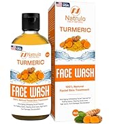 Natrulo Turmeric Face Wash, 4oz Clear Skin Liquid Soap – 100% Natural Anti Aging Exfoliating Turm...