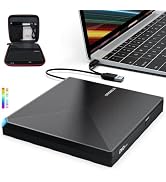 ORIGBELIE External CD DVD Drive, Portable Type C & A USB 3.0 DVD +/-RW Player Burner Reader Write...