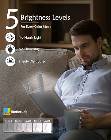 iBetterLife Book Light for Reading in Bed - USB Rechargeable