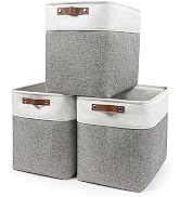 Bagnizer Large Fabric Storage Baskets | 50L Storage Bins, Decorative Linen Closet Baskets with Ha...