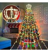 Christmas Tree String Lights with Jewel Crown Tree Topper, 8.2FT Waterfall Fairy String Light, 15...