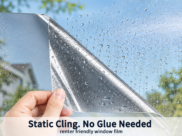 Static cling window film non adhesive diy installation reusable glass sticker renter.